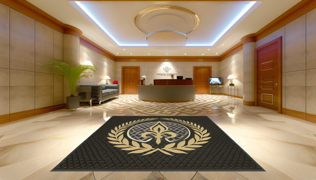 Créez un espace d'accueil unique à Monaco avec des tapis d'entrée personnalisés et logo.